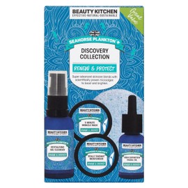 Beauty Kitchen - Seahorse Plankton + Discovery Collection - Hydrating Moisturiser, Cleanser, Mask, Oil & Sponge - For Fine Lines, Wrinkes & Uneven Skin Tone - Vegan/Cruelty Free