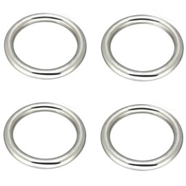 JY-MARINE Stainless Steel 316 Round Ring Welded 1/4" x 1-5/8" (6mm x 40mm) Marine Grade Welding O-Ring Multi-Purpose Metal O Ring for Macrame, Camping Belt, Dog Leashes, 4 Pack
