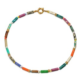 FANZE Bohemian Beaded Choker Necklace for Women Gemstone Handsmade Jewelry Gift for Beach Party Holiday Birthday