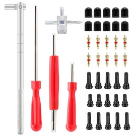 ZHSMS Valve Stem Puller Installer Tool, 5Pcs TR412, 5Pcs TR413, 5Pcs TR414 Tire Snap in Short Rubber Valve Stem, 4 Way Valve Core Remover, Single Head Tire Valve Core Remover Installer Tool(40Pcs)