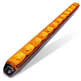 TRUE MODS 16" 12 Amber LED Trailer Light Bar [Hazard + Sequential Turn Signal] [DOT FMVSS 108] [SAE I6P2] [IP67 Submersible] Running Side Marker ID Rear Tail Light Bar Motorcycle Utility Boat Trailers