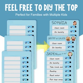 3 Pieces to Do List Checklist Boards, Plastic Memo Boards, Detachable Message Boards Checklist Slider, Schedule Planning Boards with 3 Acrylic Adhesive, 10 Cardstock(Blue)