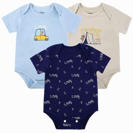 DOKMA Baby-Boys 3-pack Blue Bodysuits, Gift Set for Baby Boy, Newborns and Infants, 0-12months (0-3 Months)