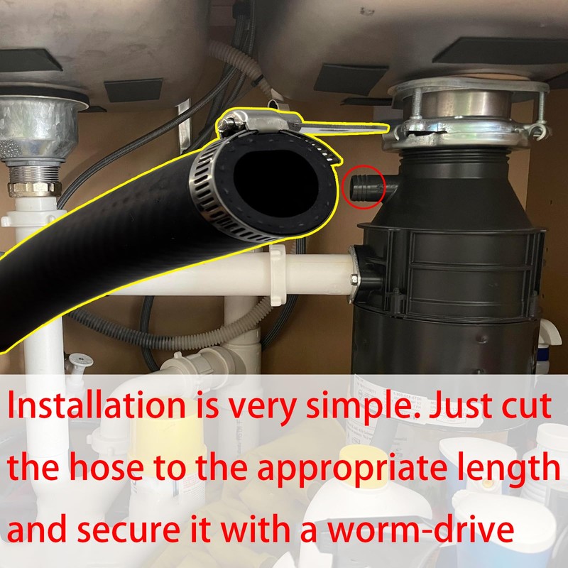 6FT Dishwasher Discharge Hose - 7/8" ID, 1.18Inch OD Nitrile