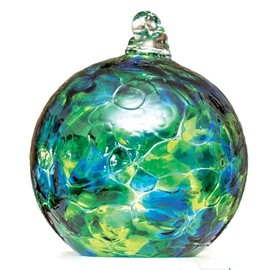 Decorvo Large Friendship Glass Ball Globe - Green 4.7 inch Hand Blown Handmade Hanging Garden Gazing Ball Indoor Outdoor Home Décor