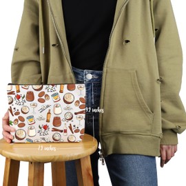 VAMSII Puerto Rico Lover Coquito Design Makeup Bag - Cosmetic Case - Unisex-Adult - Travel - Cotton - Zipper - 9.25" x 6.69" x 9.25" - Coquito Design M