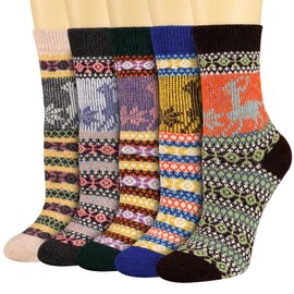 Heatuff Women's Winter Wool Socks Warm Soft Full Cushion Crew Socks (5 Pairs)