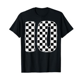 10 Car Race Flag 10th Birthday Ten Year Bday Girls Boys Kids T-Shirt