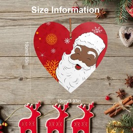Christmas Wooden Heart Sign, Santa Claus Wooden Christmas Tree Decorations, Wooden Shaped Heart Set with Holes - Decorations for Christmas, Parties Decorations, Festival Gifts