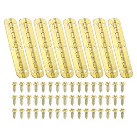 PATIKIL Small Piano Hinge 2.6" x 0.6", 8 Pack Mini 180-Degree Jewelry Box Hinges with Screw for Jewellery Wooden Boxes, Gold