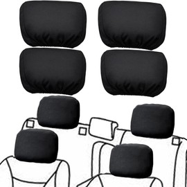 Imeisuit Car Seat Headrest Cover Soft Washable Dirt-proof Car Head Rest Protector Covering Universal Fit for Most Cars Vans Trucks (Black-4pcs)