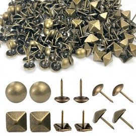 180 Pcs Upholstery Tacks, Circle | Square Furniture Decorative Stud, Bronze Upholstery Nails, Decorative Thumbtacks, Furniture Nails Pins, Craft Thumbtack, Upholstery Nails for Tags, Furniture, Sofa