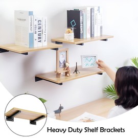 4 Pack Multi-Sized Premium Heavy Duty Shelf Brackets, Steel Thickened Floating Shelf Supports with Hardware for Wall Shelves, 110lbs Load Capacity (Black, 8-inch)