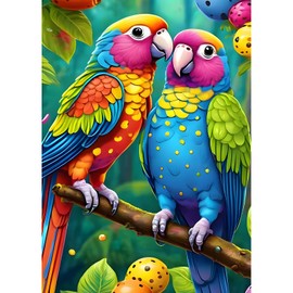 DPHERO Parrots Diamond Painting Kits for Beginners Adults,5D DIY Flowers Diamond Art Kits,Round Full Drill Lovebirds Diamond Painting Art,DIY Painting by Numbers Diamond Art Painting 12x16 inch