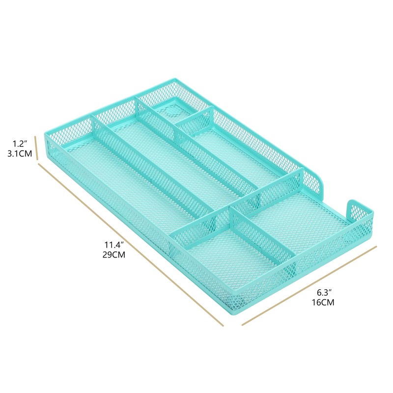 Annova Desk Organiser Storage Box with 6 Compartments Metal Mesh