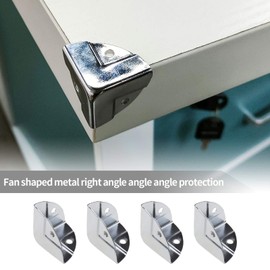 YINETTECH Pack of 12 Chrome Corner Braces Corner Protection Bar Wrap Angle Edge Protection Cover Plates 25 mm for Wooden Case Chest Case