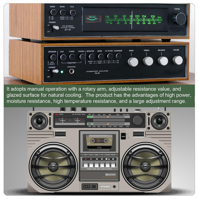 YOKIVE 200W 1 Ohm Rheostat, Ceramic Rheostat Adjustable Resistor High