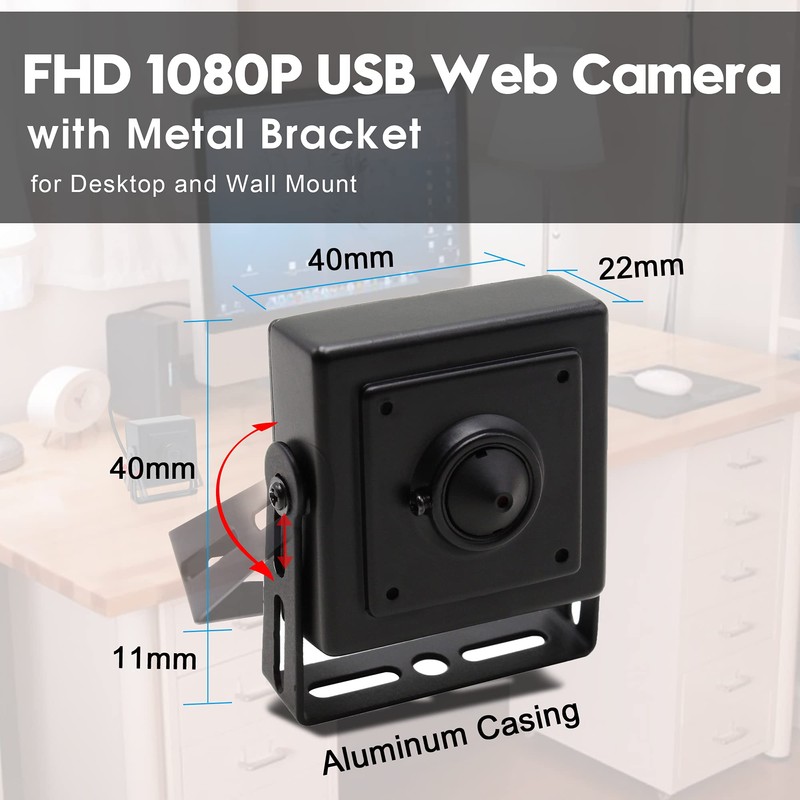 Svpro USB Camera with Holder, 1080P HD Webcam Camera Pinhole