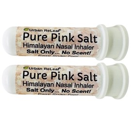 Urban ReLeaf Pure Pink Salt Himalayan Aromatherapy Nasal Inhalers - Set of 2, No Scent. 100% Natural Breathe Fresh Solution! Easy Open Snap Top. Made in USA. No Mess. Pocket Size.
