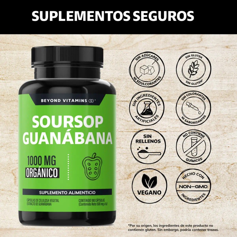 Soursop Guanábana 1000mg Beyond Vitamins Extracto Orgánico Polvo Alta Concentración