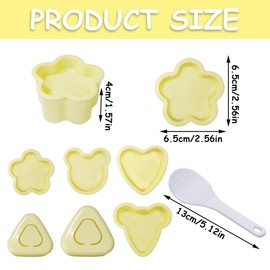 Glamifyr 7-Piece Onigiri Mould, Onigiri Maker Sushi Maker Mould, Sushi Mould, Onigiri Mould, Large, Suitable for Nori Leaves, Algae Leaves, Onigiri Set with 1 Rice Spoon for Family Restaurants