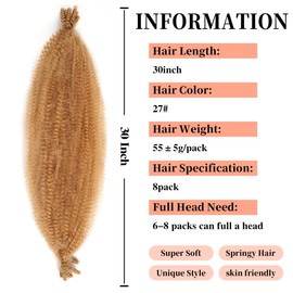 8 Packungen vorgetrennte, federnde Afro-Twist-Haar-Frühlings-Haarverlängerungen für weiche Locs Kunsthaar-Extensions für Damen, natürliches Schwarz Marley gedrehtes Flechten, synthetische