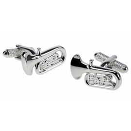 Tuba silver-plated torpedo cufflinks in padded gift box