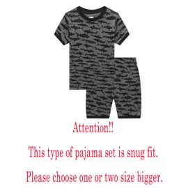 Family Feeling Shark Little Boys Shorts Set Summer Pajamas 100% Cotton Pjs Toddler Kid Grey Size 2T