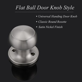 Probrico Dummy Door Knob Brushed Nickel Finish Interior Door Knobs 6 Pack, Colonial Ball Inactive Door Knob Hardware, One Side Door Knob for Closet