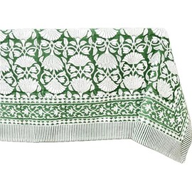 ATOSII Meadow Green 100% Cotton Fall Tablecloth, Handblock Print Rectangle Table Cover for Kitchen Dining Linen I Parties, Weddings, Outdoors, Easter Table Cloth Decor 60 X 90 Inches I 6 Seater