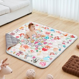 VEVOR Baby Play Mat, 50"x50" Baby Crawling Mat, Non-Slip One-Piece Thickened Soft Baby Playmat, Foldable Rollable Floor Mat, Activity Playmats for Babies,Toddlers, Infants, Machine Washable