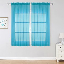 OWENIE - Juego de 2 paneles de cortinas transparentes de 63 pulgadas de largo, con bolsillo para barra de gasa para sala de estar/recámara, 2 unidades, cada una de 42 pulgadas de ancho x 63 pulgadas de largo, azul marino