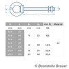 Pack of 2 Eye Bolts with Metric Full Thread M8