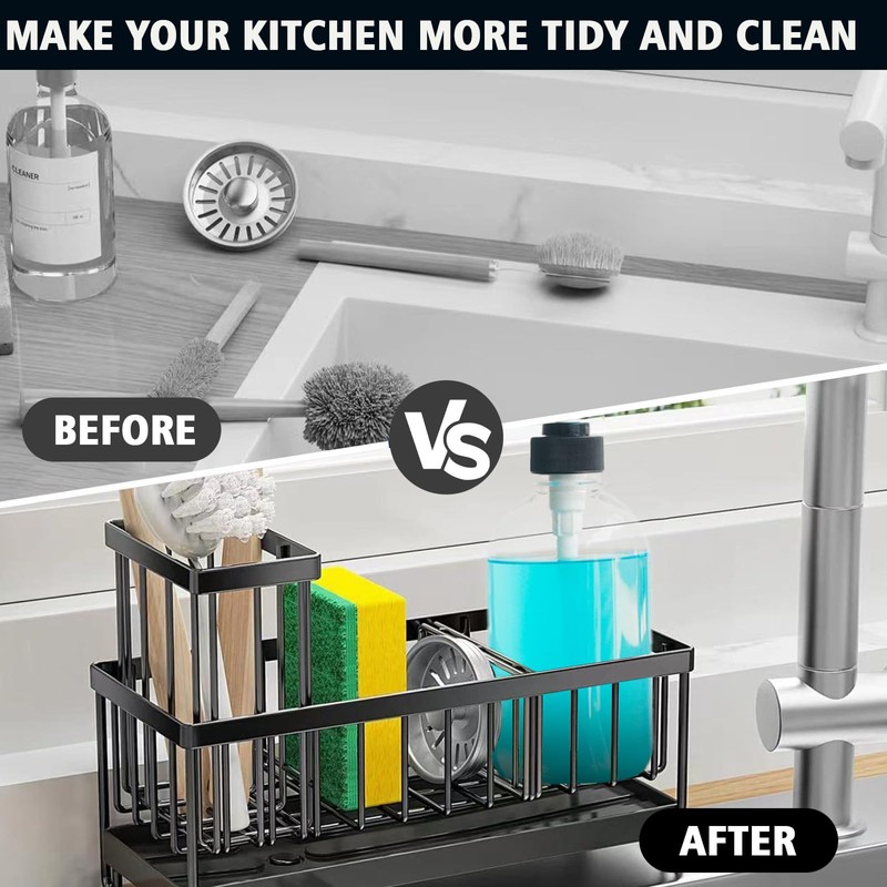 ZYNERY Sink Organizer for Kitchen, Kitchen Sink Organiser with Automatic