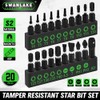 SWANLAKE 20PCS Tamper Resistant Star Bit Set,Torx Bit Set, Impact