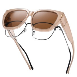 HAOLOTA Polarized Fit Over Glasses Sunglasses for Women Men Trendy Square Wrap Around Shades UV Protection