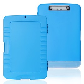 komstuon Clipboard with Storage, Plastic A4 Clipboard Case Storage Clipboard with Separate Pen Compartment,Writing Clip Boards Waterproof for School, Office, Medical Personnel-Blue