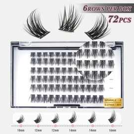 Wispy Cluster Lashes, C Curl Individual Eyelashes 10-16mm Reusable DIY Lankiz Individual Lashes Hypoallergenic Eyelash Clusters for Daily Wear and Events(Sparkel)