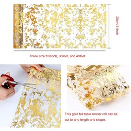 Gold Table Runner 2 Pieces 11 Inch x 108 inch Table Runners Metallic Table Party Decorations Sequin Glitter Roll Mesh Gold Table Runners for Table Decorations Wedding Baby Shower Birthday Party
