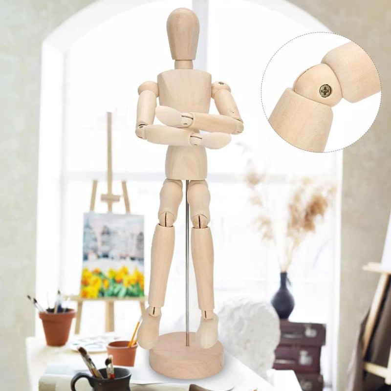 Lecute Maniqui Madera 14cm Articulado Dibujo Boceto Pintura Arte Fi
