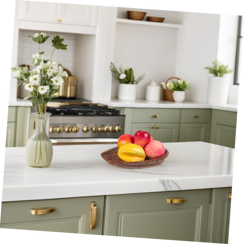 BIUDECO Handwoven Rattan Look Basket Multi-purpose Bread Fruit Basket Tabletop