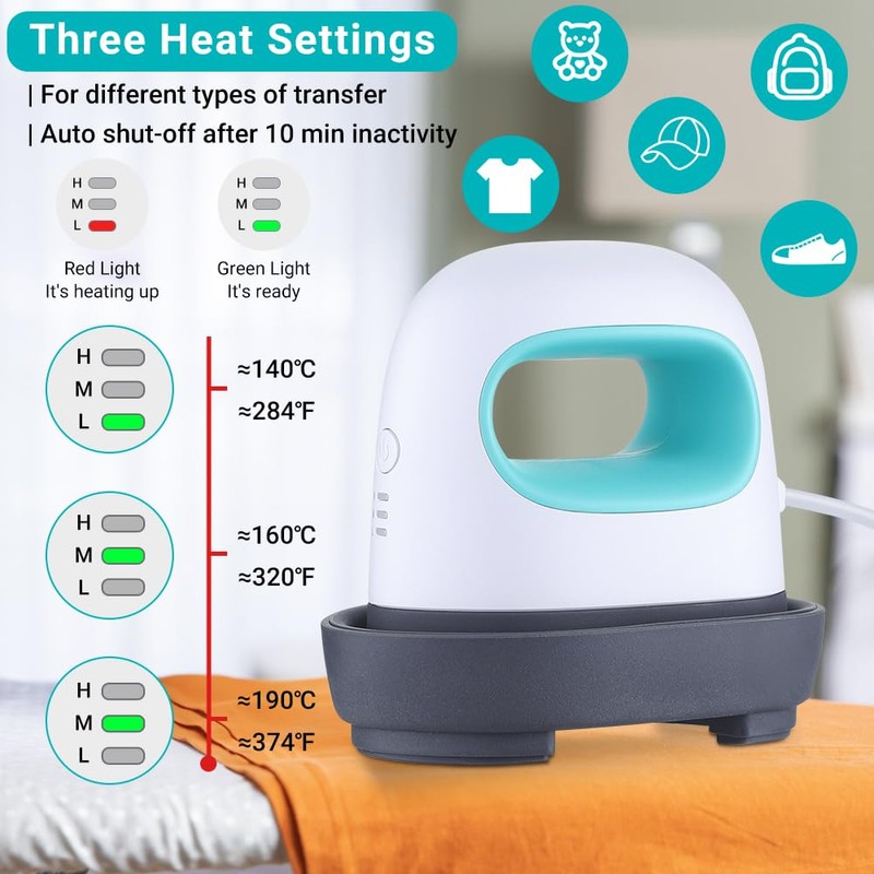 Firelex Mini Heat Press Machine Portable, Small Iron Press Heating