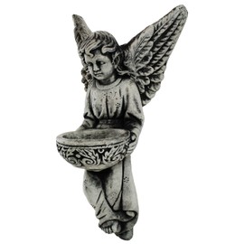 Holy Angel Statue with Bowl Wall Plaque Home and Garden Statues Decor Cement Cherubs