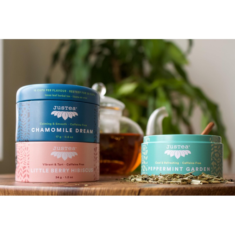 JusTea Herbal Tea Trio | Stacking Tins Variety Pack with