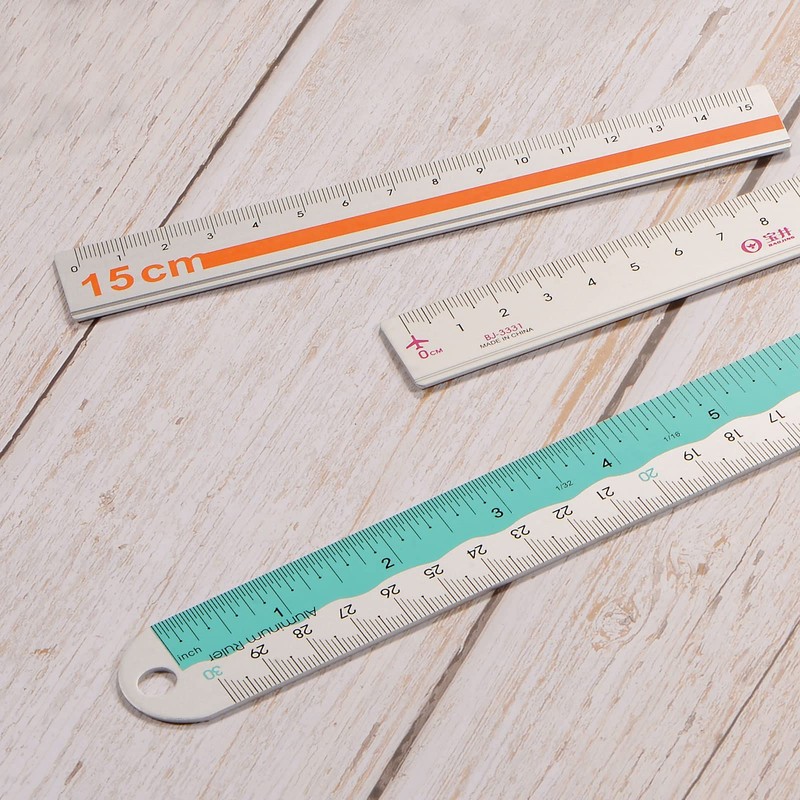 sourcing map Straight Ruler, 15 cm, Metric Aluminium Alloy Ruler,