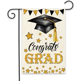 Congrats Grad Garden Flag Double Sided, Class Of 2025 Graduation Ceremony Yard Outdoor Decoration 12.5x18 Inch