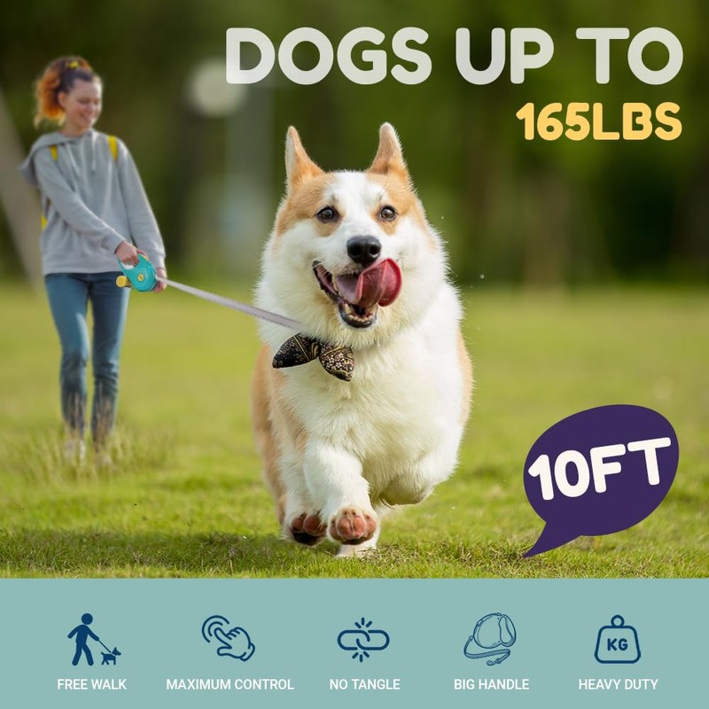 Retractable Dog Leash for Small and Large Dogs, Heavy Duty