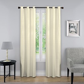 ECLIPSE Blackout Curtains for Bedroom - Nikki 40" x 63" Insulated Darkening Single Panel Grommet Top Window Treatment Living Room, Ivory