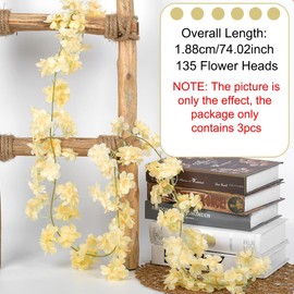 KASESSS 3 Pieces Cherry Blossom Decoration, Cherry Blossom Garland, 180 cm Flower Garland Decoration, Artificial Flowers Garland, Flower Garland Decoration, Sakura Decoration, Artificial Cherry