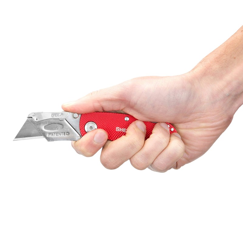 Sheffield 12614 Red Folding Utility Knife, Stocking Stuffers, Gifts for